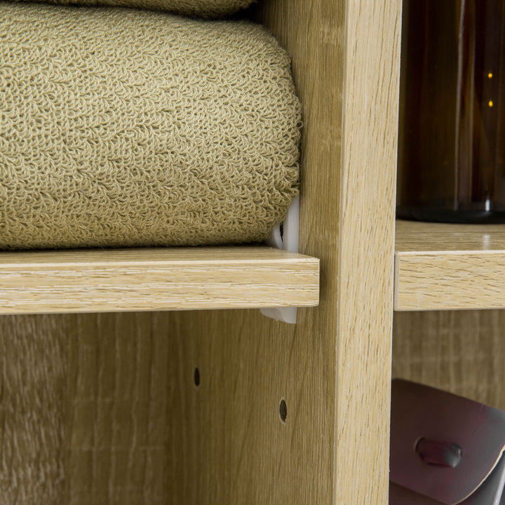 Armário de Casa de Banho com Espelho Armário de Parede com 1 Porta Prateleira Ajustável Toalheiro e Compartimento Móvel de Casa de Banho Suspenso 60x15x70 cm Carvalho