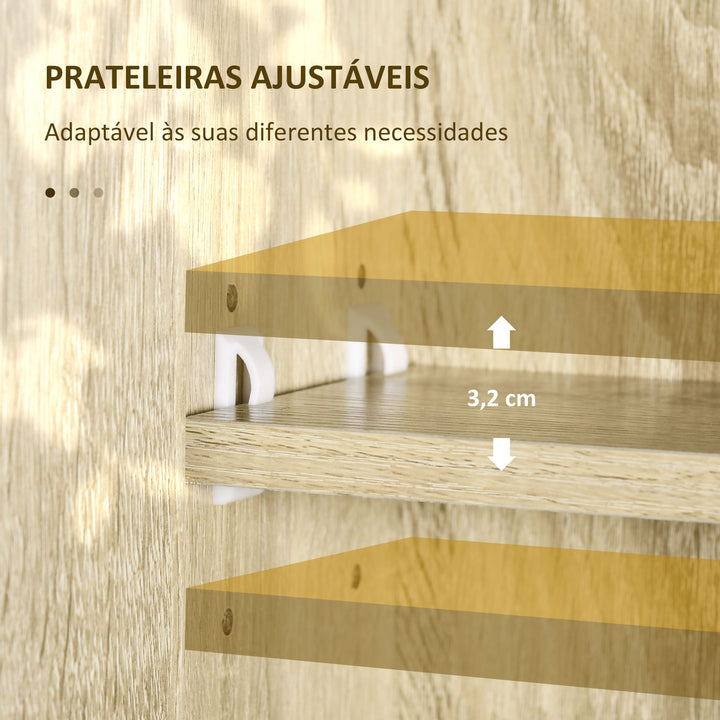 Armário de Casa de Banho com Espelho Armário de Parede com 1 Porta Prateleira Ajustável Toalheiro e Compartimento Móvel de Casa de Banho Suspenso 60x15x70 cm Carvalho