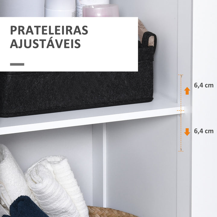 Armário de banheiro branco 5 níveis Prateleiras Coluna do banheiro com 3 prateleiras 1 porta de MDF e resistente à água 40x38x160cm