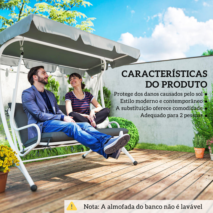 Almofada para Banco com Encosto 120x110x12 cm Almofada de Banco de Jardim de 2 Lugares com 6 Cordões de Fixação para Balanço de Jardim Terraço Preto