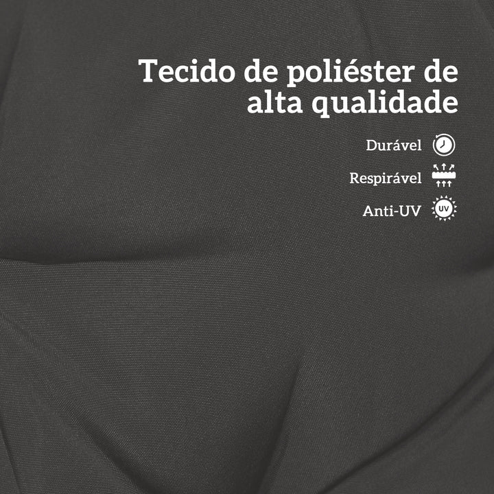 Almofada para Banco com Encosto 120x110x12 cm Almofada de Banco de Jardim de 2 Lugares com 6 Cordões de Fixação para Balanço de Jardim Terraço Preto