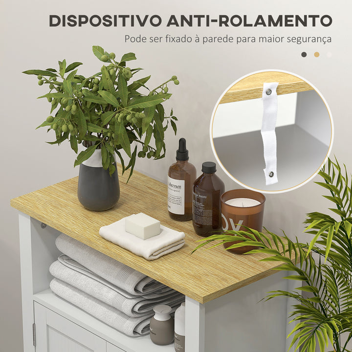 Móvel Casa de Banho Armário Casa de banho com 2 Portas Compartimento Aberto e Prateleiras Ajustáveis Móvel Auxiliar Casa de Banho Moderno 60x30x80,5 cm Branco