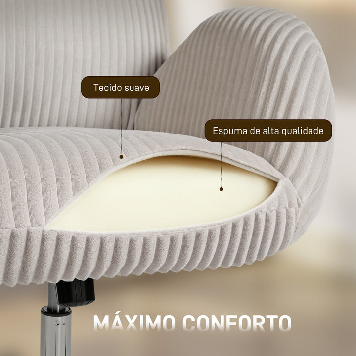 Cadeira de Escritório Cadeira de Secretária com Apoio de Braços Encosto Alto Apoio de Cabeça Regulável Rodas Altura Ajustável Giratória Função Basculante 74x70x104-112 cm Cinzento