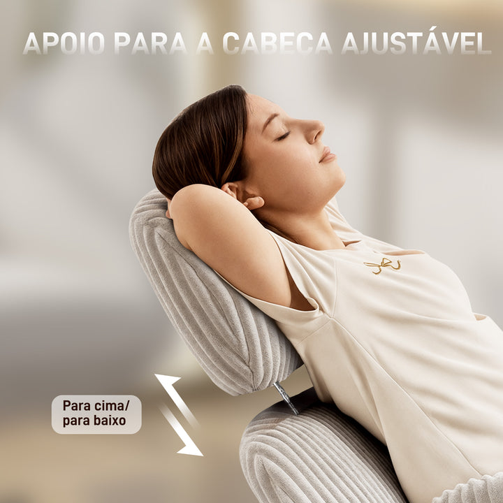 Cadeira de Escritório Cadeira de Secretária com Apoio de Braços Encosto Alto Apoio de Cabeça Regulável Rodas Altura Ajustável Giratória Função Basculante 74x70x104-112 cm Cinzento