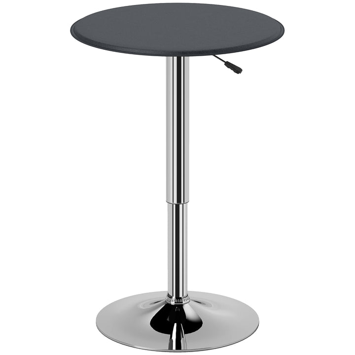Mesa de Bar Redonda ajustável em altura hidráulica Pub Vinil Preto Ø63x(67-93) cm