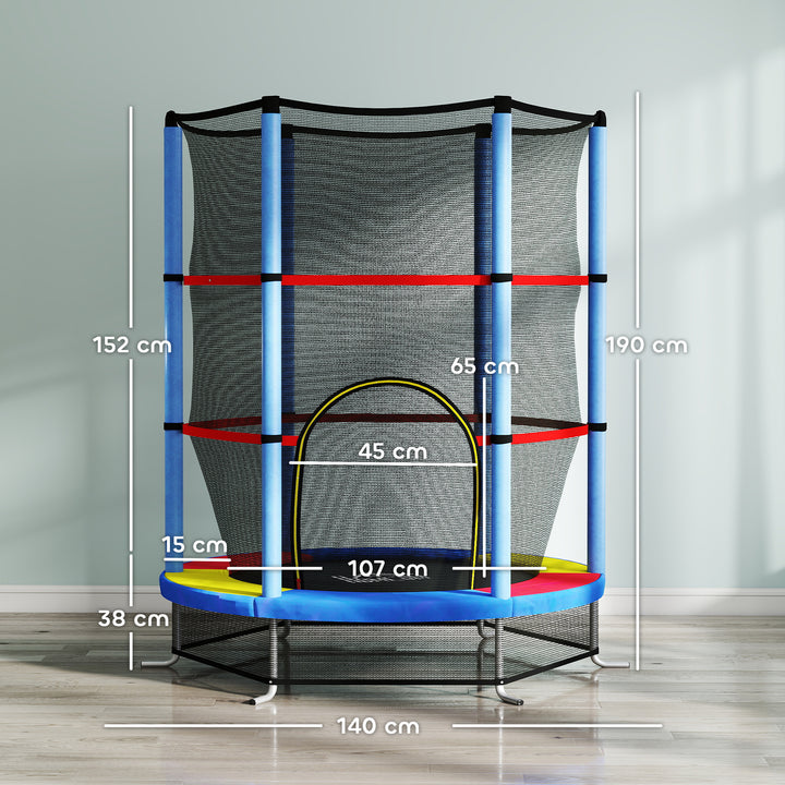 Trampolim Infantil Ø107 cm Trampolim para Crianças de 3-6 Anos com Rede de Segurança Carga 45 kg para Interior Ø140x160 cm Azul