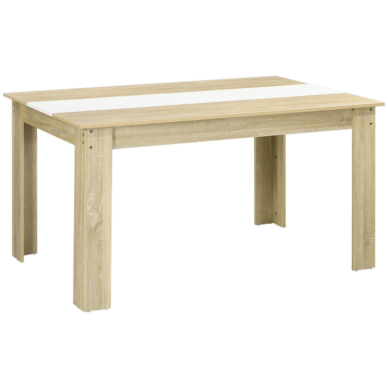 Mesa de Jantar Moderna Mesa para Sala Retangular para 4-6 Pessoas Carga 100 kg 140x89,5x75 cm Branco e Carvalho