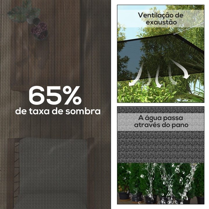 Vela de Sombra Retangular 3x2 m Toldo Vela para Jardim Proteção Solar 65% Transpirável e Anticongelante para Pátio Terraço Varanda Preto