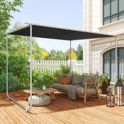 Pérgola 3x3 m Pérgola de Jardim com Rodas Proteção UV 30+ com Sacos de Areia e Estrutura de Aço para Pátio Varanda Cinza Escuro