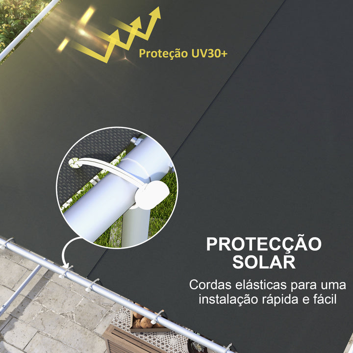 Pérgola 3x3 m Pérgola de Jardim com Rodas Proteção UV 30+ com Sacos de Areia e Estrutura de Aço para Pátio Varanda Cinza Escuro