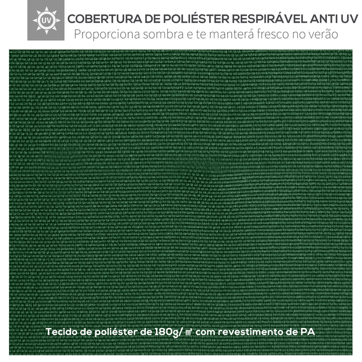 Cobertura de Substituição de 3x3m para Pérgola de Jardim com 8 Orifícios de Drenagem e Ventilação Verde