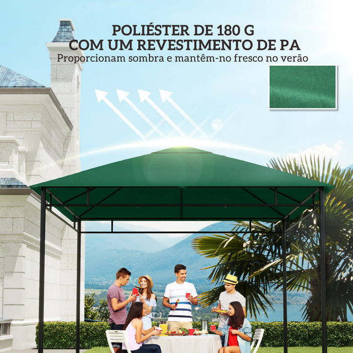 Cobertura de Substituição de 3x3m para Pérgola de Jardim com 8 Orifícios de Drenagem e Ventilação Verde