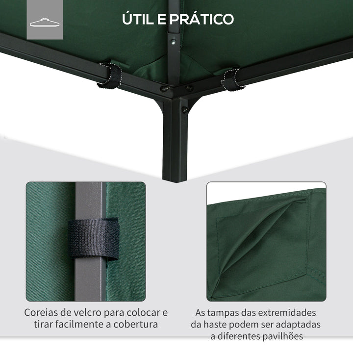 Cobertura de Substituição de 3x3m para Pérgola de Jardim com 8 Orifícios de Drenagem e Ventilação Verde