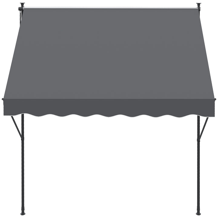 Toldo Manual Retrátil 200x170x200-290cm Toldo Ajustável com Manivela Proteção Solar UV40+ para Varanda Jardim Cinza