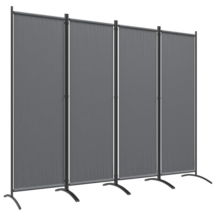 Biombo Separador de Ambientes de 4 Painéis Biombo Dobrável 221x172 cm com Pés Largos Biombo Exterior para Terraço Pátio Jardim Cinza Escuro