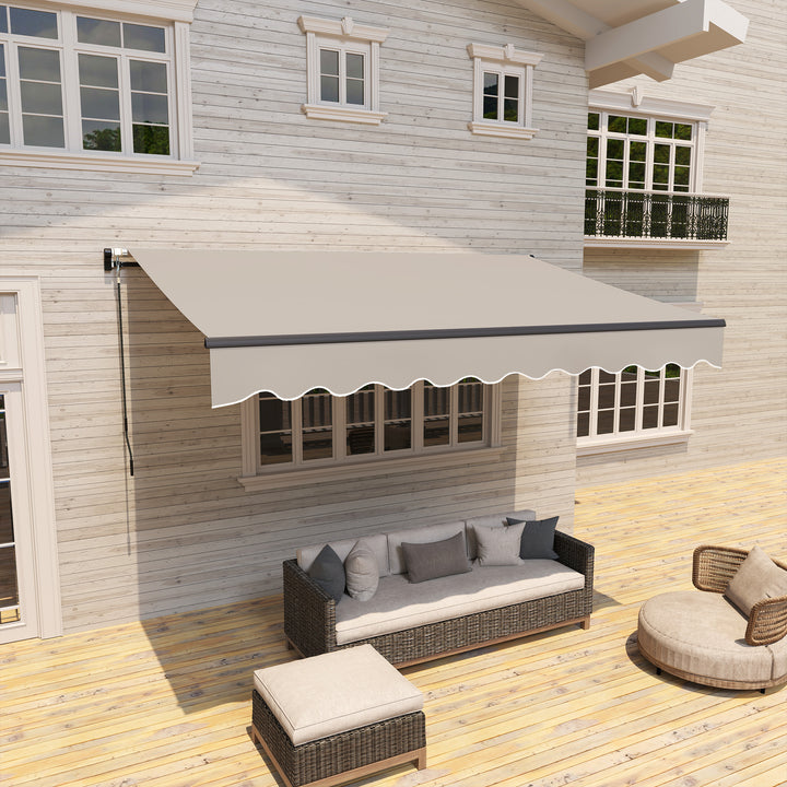 Toldo Manual Retrátil 360x220 cm Toldo para Balcão com Manivela de Alumínio e Proteção UV30+ Toldo Enrolável de Exterior para Jardim Terraço Janelas Creme