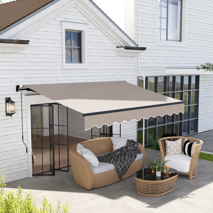 Toldo Manual Retrátil 360x220 cm Toldo para Balcão com Manivela de Alumínio e Proteção UV30+ Toldo Enrolável de Exterior para Jardim Terraço Janelas Creme