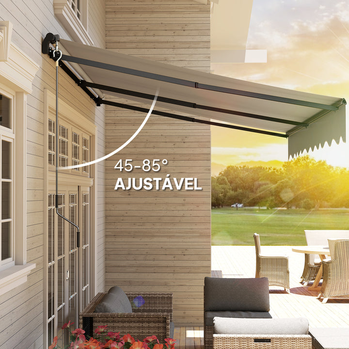 Toldo Manual Retrátil 360x220 cm Toldo para Balcão com Manivela de Alumínio e Proteção UV30+ Toldo Enrolável de Exterior para Jardim Terraço Janelas Creme