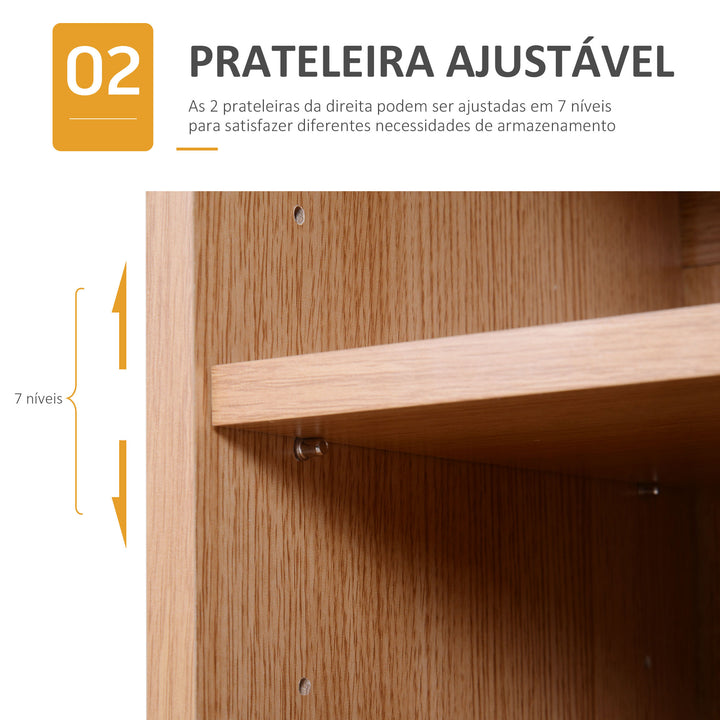 Móvel Organizador de Armazenamento Multiúsos com Portas e Prateleiras Ajustáveis 80x32x90,5cm
