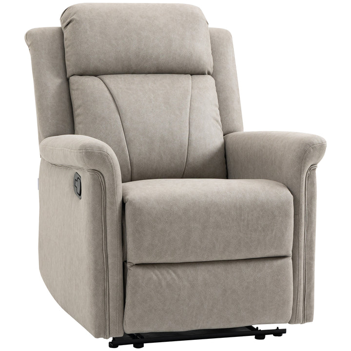 Poltrona Relax Reclinável Manual Poltrona Relax em Tecido com Apoios de Braço Apoio para os Pés Encosto Alto Almofadada Poltrona Reclinável até 135º para Sala Quarto, Escritório 78x96x102 cm Cinza