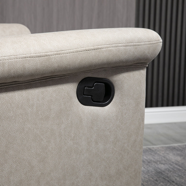 Poltrona Relax Reclinável Manual Poltrona Relax em Tecido com Apoios de Braço Apoio para os Pés Encosto Alto Almofadada Poltrona Reclinável até 135º para Sala Quarto, Escritório 78x96x102 cm Cinza