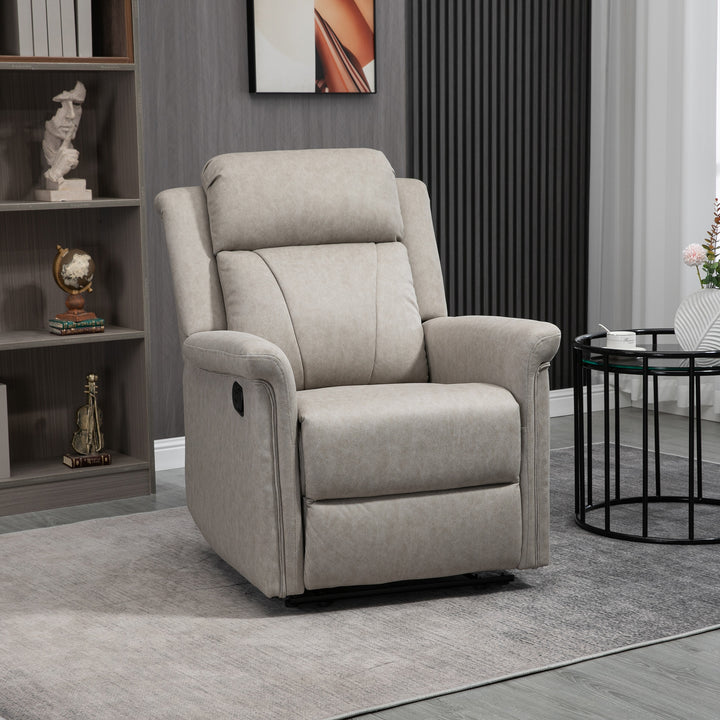 Poltrona Relax Reclinável Manual Poltrona Relax em Tecido com Apoios de Braço Apoio para os Pés Encosto Alto Almofadada Poltrona Reclinável até 135º para Sala Quarto, Escritório 78x96x102 cm Cinza