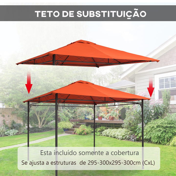 Cobertura de Substituição de 3x3m para Pérgola de Jardim com 8 Orifícios de Drenagem e Ventilação Laranja