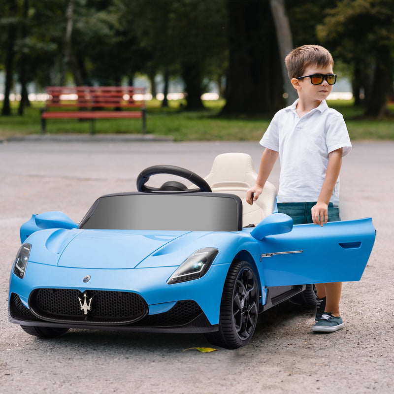 Carro Elétrico para Crianças acima de 3 Anos com Licença Maserati MC20 Carro Elétrico Infantil com Bateria 12V Controlo Remoto Farois Buzina e Música 105x65,5x42 cm Azul