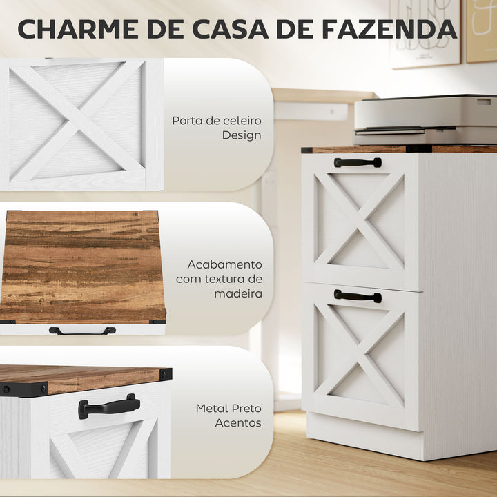 Móvel para Escritório com 2 Gavetas Bloco de Gavetas de Escritório Móvel Arquivador Suporte para Impressora com Trilho Suspenso para A4 e Carta 40x40x71 cm Branco