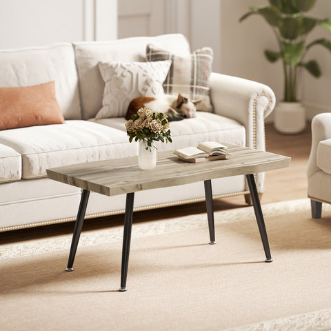 Mesa de Centro Mesa de Apoio para Sala de Estar Moderna com Tampo Espesso de 4 cm Pés de Aço para Sala de Estar Quarto 100x50x45 cm Carvalho