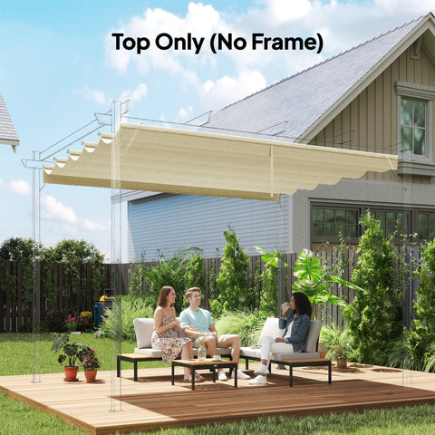 Cobertura para Pérgola 2,5x2,55cm Teto de Substituição Retrátil para Pérgola com 10 Orifícios de Drenagem Creme