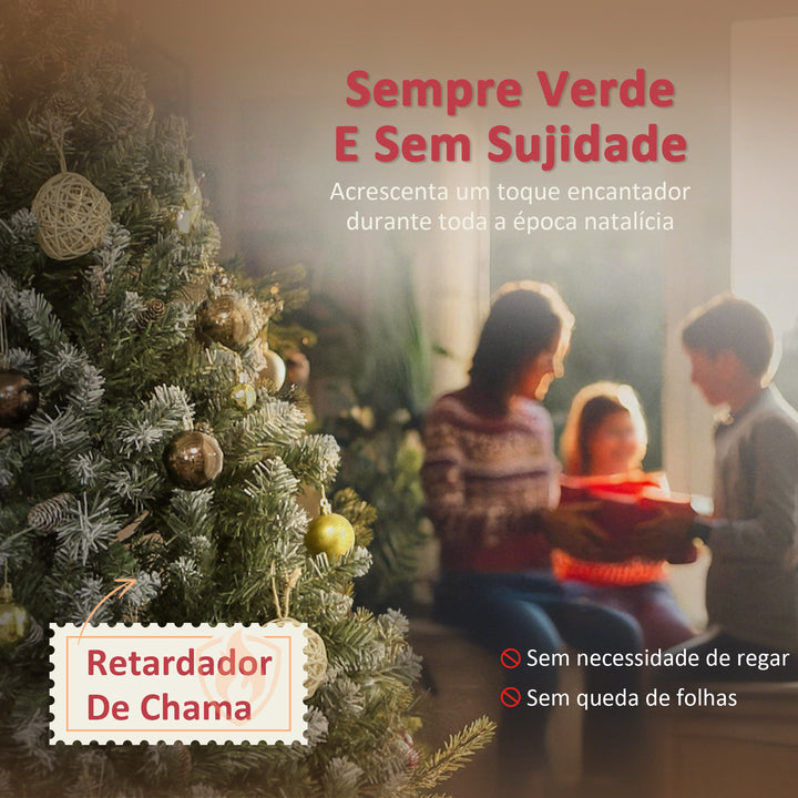 Árvore de Natal Artificial 150 cm Árvore de Natal com 581 Ramos com Efeito Neve 44 Pinhas e Suporte Metálico Dobrável Montagem Fácil para Sala Interior Verde