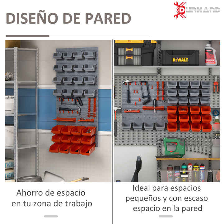 Organizador de ferramentas com caixas e ganchos 63,5x22,5x95,5cm cinza e vermelho