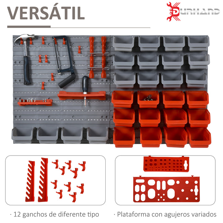 Organizador de ferramentas com caixas e ganchos 63,5x22,5x95,5cm cinza e vermelho