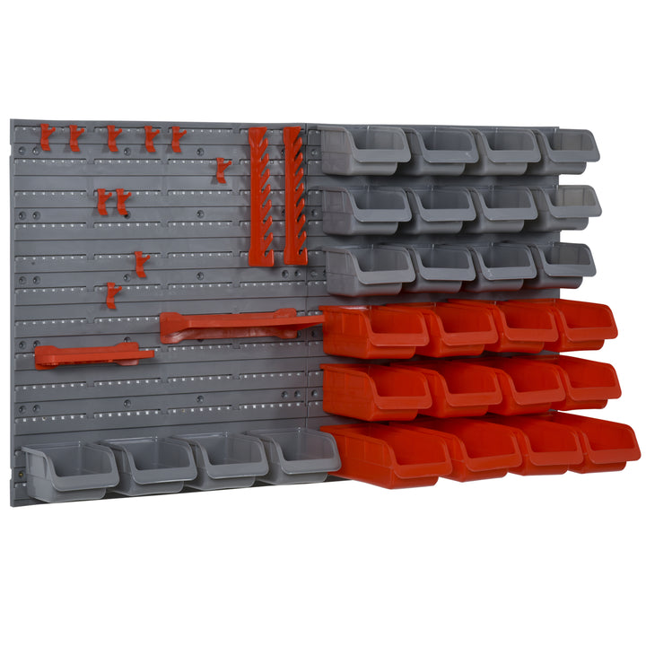 Organizador de ferramentas com caixas e ganchos 63,5x22,5x95,5cm cinza e vermelho