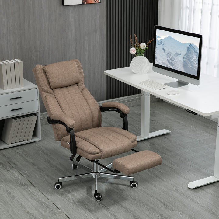 Cadeira de Escritório com 6 Pontos de Massagem por Vibração Cadeira de Escritório Reclinável com Altura Ajustável Controlo Remoto Encosto Alto e Apoio para a Cabeça 65x61x101-113 cm Marrom