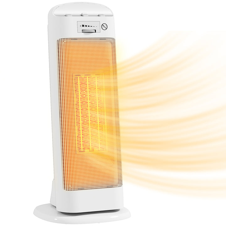 Aquecedor Elétrico de Baixo Consumo 2000W PTC Termoventilador com 4 Modos Termóstato Regulável Oscilação de 55° Proteção contra Tombos e Sobreaquecimento para 15? em Quarto Branco