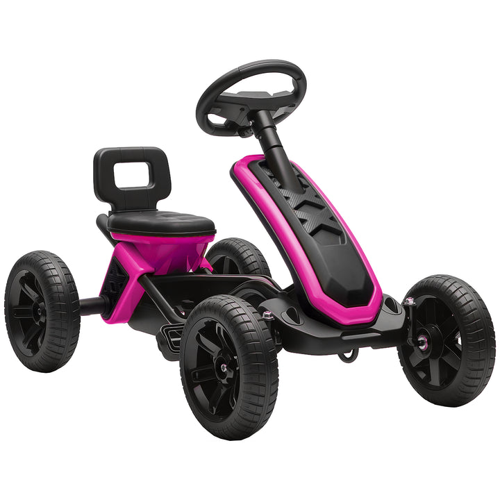 Kart Pedais Kart com Rodas Antiderrapantes de EVA Estrutura Metálica Carga 30 kg para Crianças de 2-5 Anos 85,5x49x57 cm Rosa