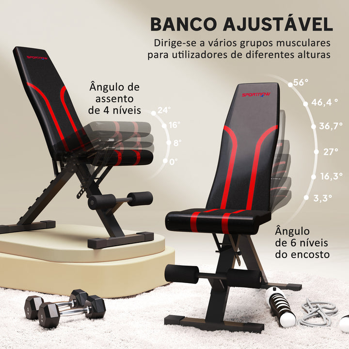 Banco de Abdominais Ajustável Banco de Musculação Dobrável para Treino de Corpo Completo em Casa Ginásio 82x35x42,5-107 cm Preto