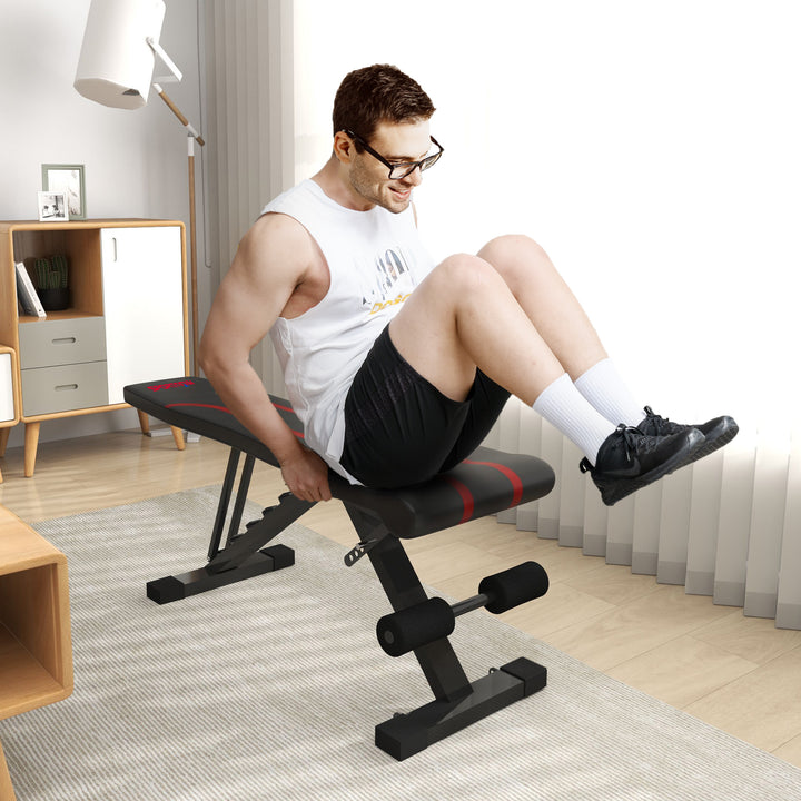 Banco de Abdominais Ajustável Banco de Musculação Dobrável para Treino de Corpo Completo em Casa Ginásio 82x35x42,5-107 cm Preto