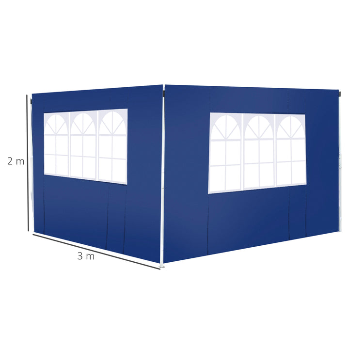 2 Paredes laterais com janelas para tenda para pavilhão - Cor azul - Oxford - 3x2 m
