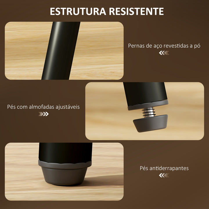 Conjunto de 2 Bancos de Bar Bancos Altos de Cozinha com Encosto em Vime Assento em PU Estrutura de Aço e Apoio para Pés para Sala de Jantar Balcão 45x50x97 cm Marrom