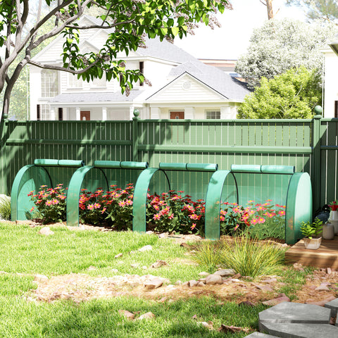 Estufa 395x100x80 cm para Jardim Varanda Estufa Pequena para Cultivo de Plantas com 4 Janelas Estrutura de Aço e PE Verde