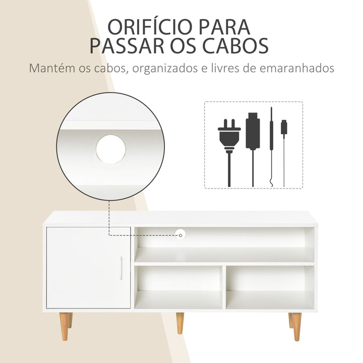 Móvel de TV para Televisores de até 60” Móvel de Sala de Estar Moderno com Armário 3 Compartimentos 120x40x55cm Branco