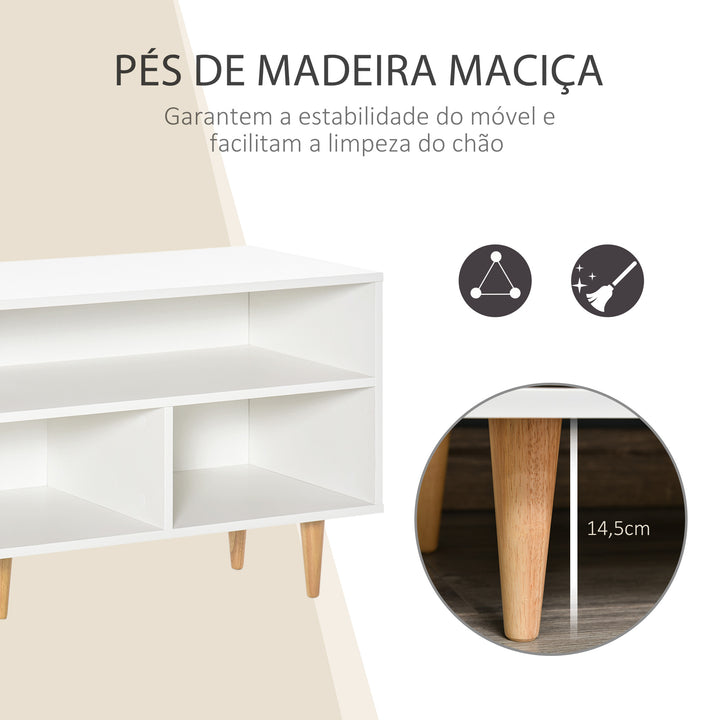 Móvel de TV para Televisores de até 60” Móvel de Sala de Estar Moderno com Armário 3 Compartimentos 120x40x55cm Branco