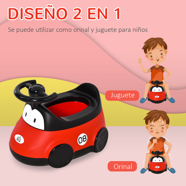 Bacio para Bebé de 6-36 Meses Bacio de Aprendizagem Treinamento Portátil em Forma de Carro com Tampa Volante Fácil de Limpar Carga 50kg 40x27,5x29,1cm Vermelho