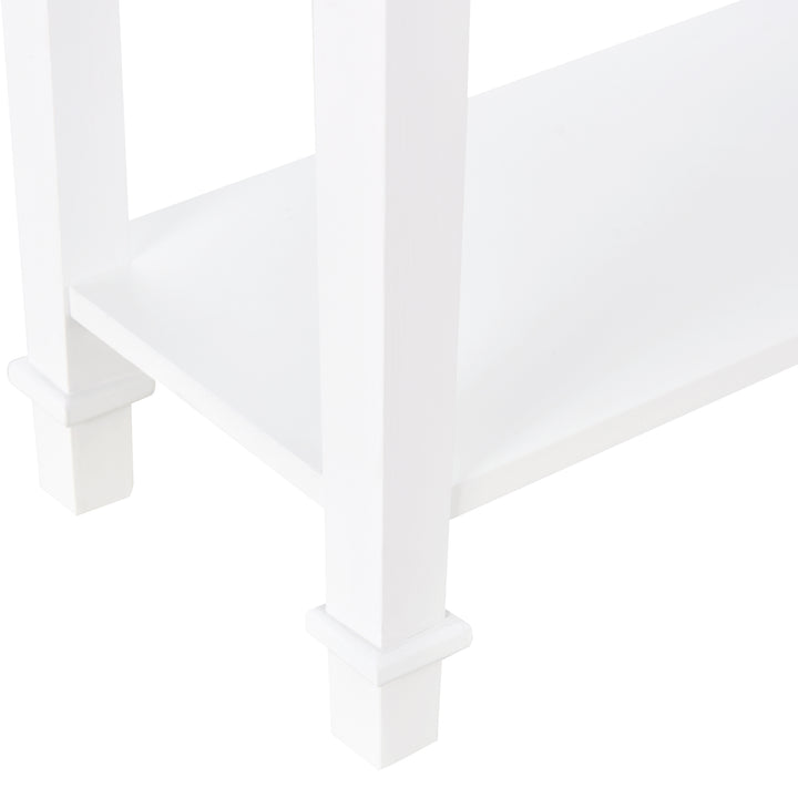 Mesa consola com 2 prateleiras 1 Gaveta Retro Removível 75,6x27,5x80,5 cm Branco