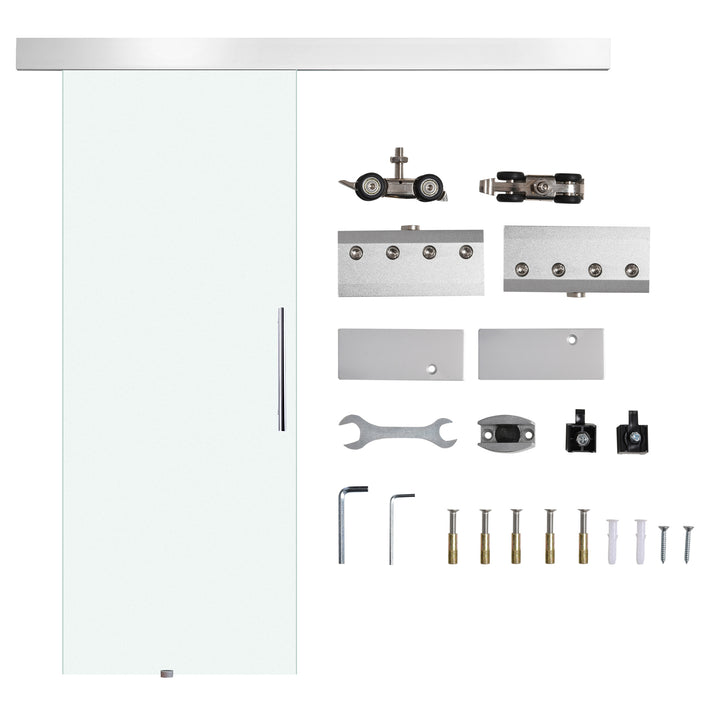 Porta de Correr de Vidro Translúcido de 205 x 90 cm