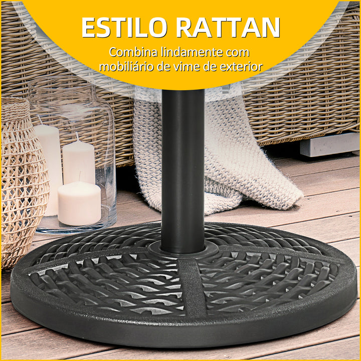 Base de Chapéu de Sol Redonda Suporte para Chapéu de Sol Preenchido de Cimento Peso 9,5 kg para Mastros de Chapéu de Sol de Ø38/48 mm Preto