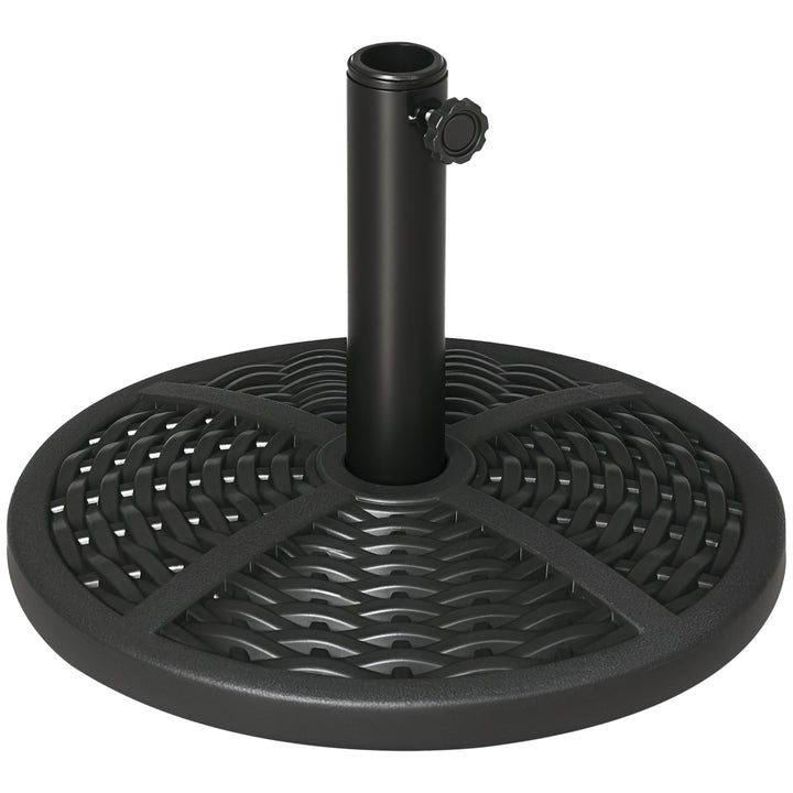 Base de Chapéu de Sol Redonda Suporte para Chapéu de Sol Preenchido de Cimento Peso 9,5 kg para Mastros de Chapéu de Sol de Ø38/48 mm Preto